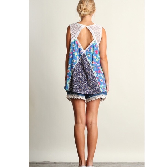 ❗️LAST ❗️Sleeveless lace blue tunic top - Picture 3 of 4