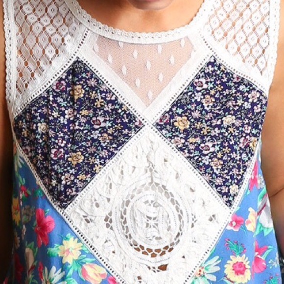 ❗️LAST ❗️Sleeveless lace blue tunic top - Picture 4 of 4