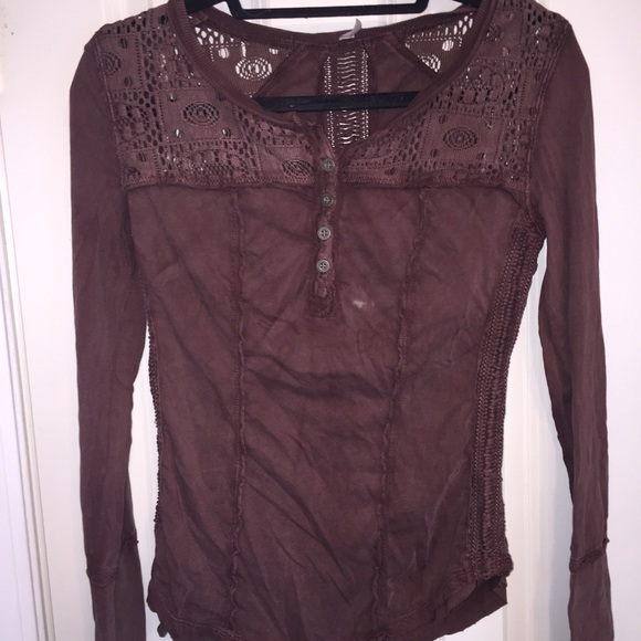 Free People long sleeve distressed shirt - Picture 1 of 2