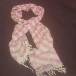 Pink and grey striped scarf