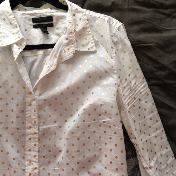 Gold foil dot button up blouse
