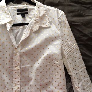 Gold foil dot button up blouse
