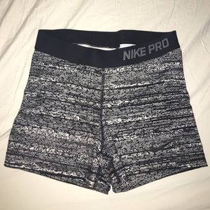 Gray Printed Nike Pro Spandex Shorts