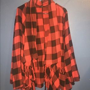 🔴⚫️plaid fringed cardigan 🔴⚫️