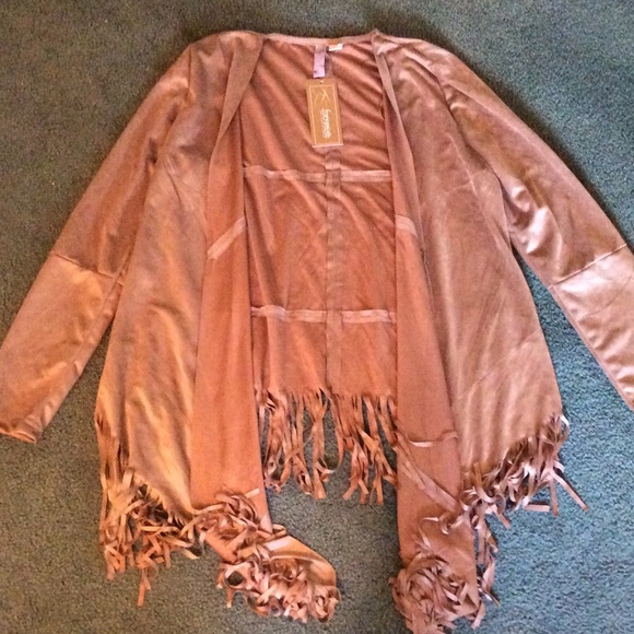 Faux Suede Fringe Jacket NWT