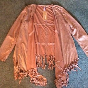 Faux Suede Fringe Jacket NWT