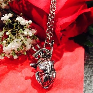 Mini Anatomical Human Heart Charm & Necklace