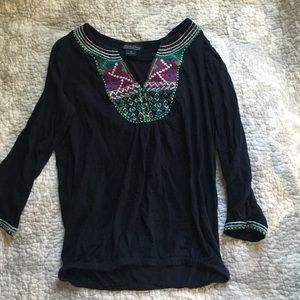 Navy 3/4 sleeve lucky top