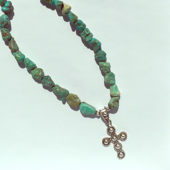 Cross pendant turquoise  necklace