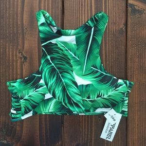 Banana leaf swim suit top