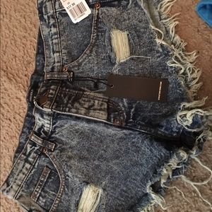 High waisted denim shorts