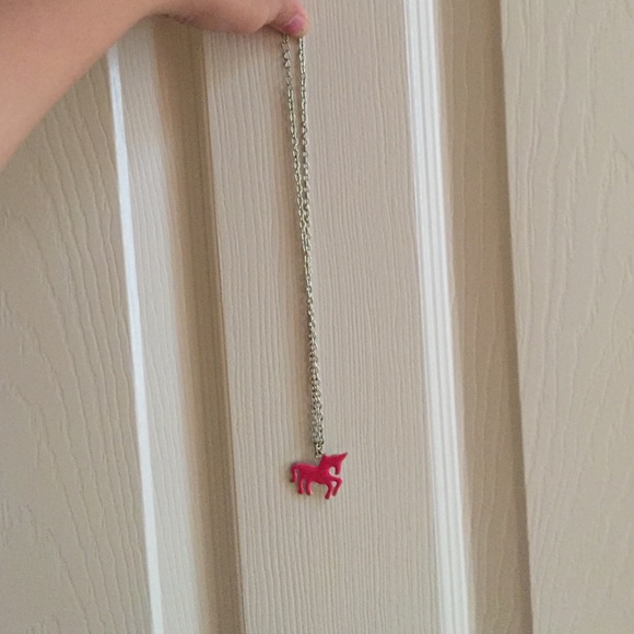 Pink unicorn necklace