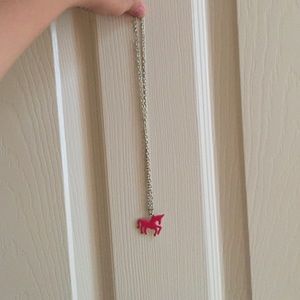 Pink unicorn necklace