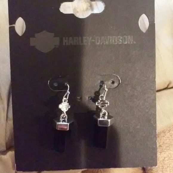 Harley Davidson Black Earrings