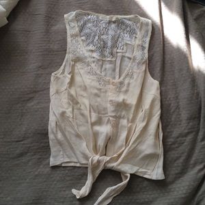 Tied, button up crop top