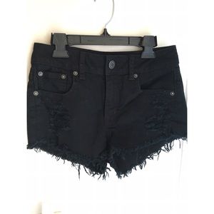 American eagle, black, distressed denim shorts