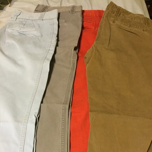 Five pairs of J. Crew chinos