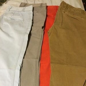 Five pairs of J. Crew chinos