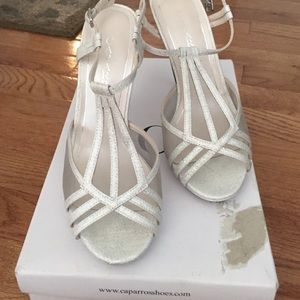 Caparros Lucky Silver Glitter High Heel Sandal 7
