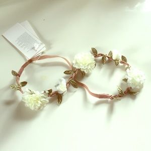 White Flowers Elastic Headband