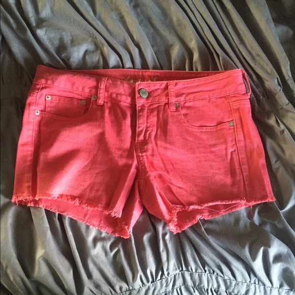 AE coral jean shorts