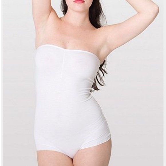White strapless cotton American apparel bodysuit