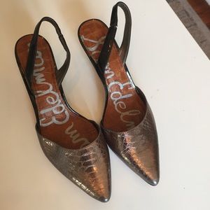 Sam Edelman metallic kitten heels