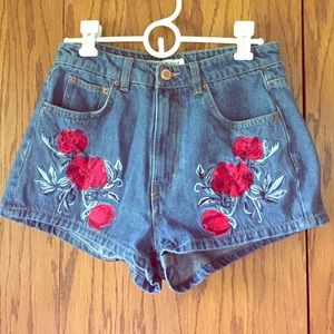 Rose Embroidered Shorts