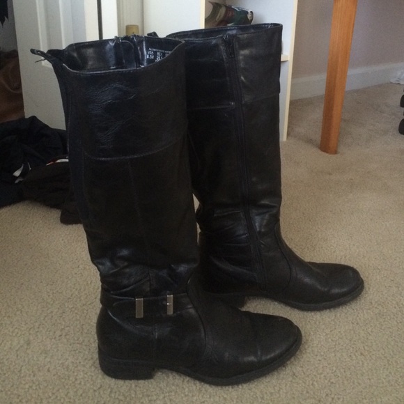 Black leather boots