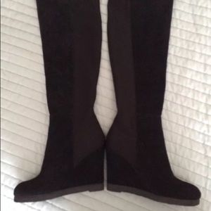 14th Union Black Wanda Knee High Wedge Boots Suede