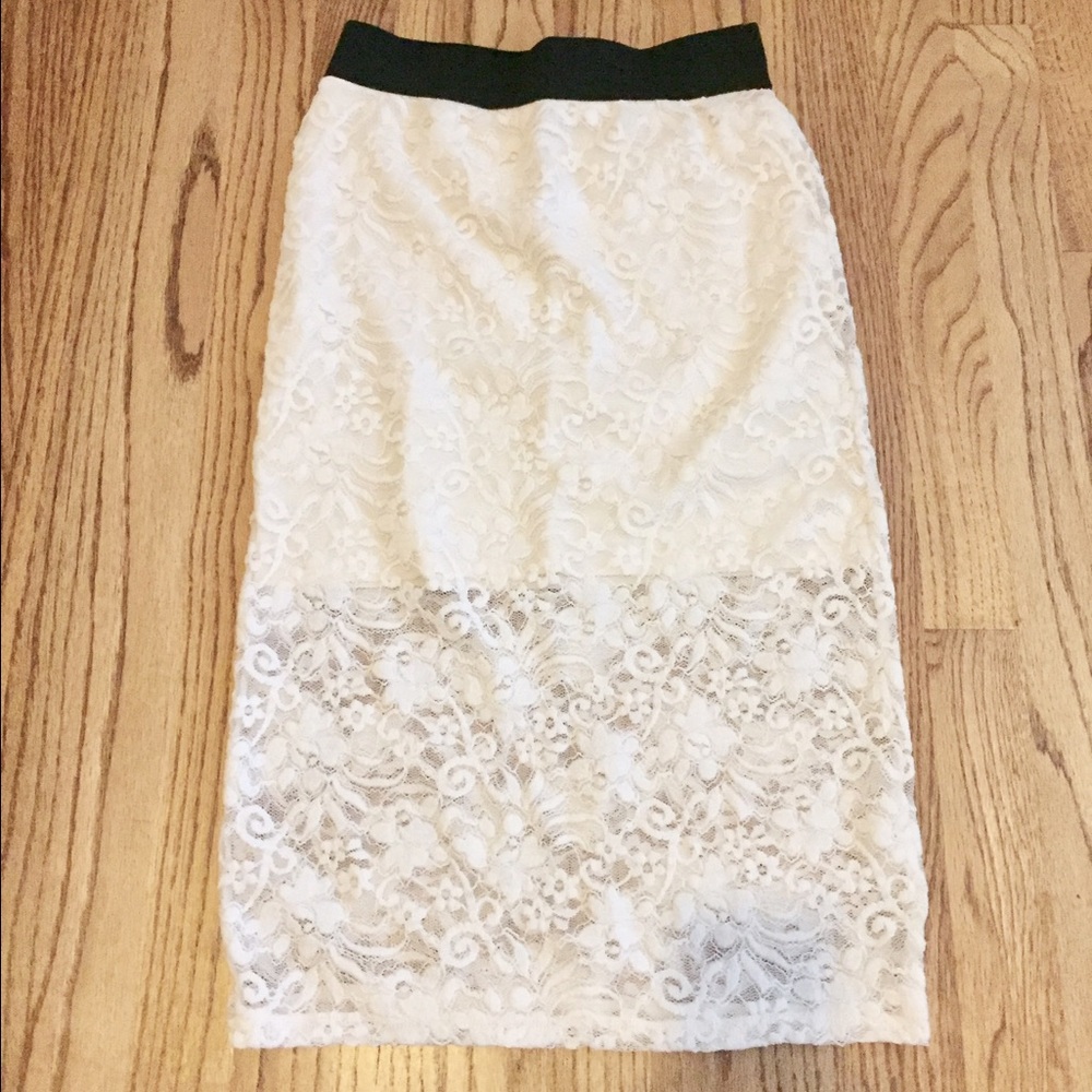 NWT Hollister White Lace Midi Skirt sz S