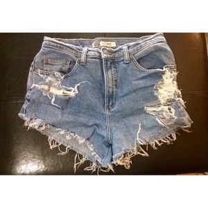 High waisted ripped jean shorts