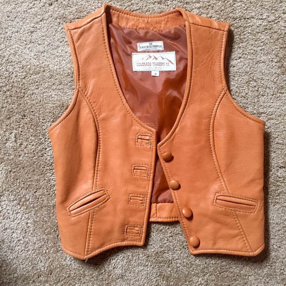 Brown leather vest