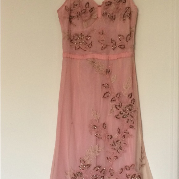 Tracy Reese beaded pink spaghetti strap dress