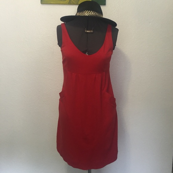 Red dress with pockets