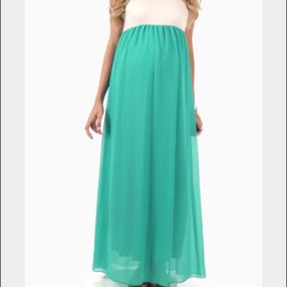 Mint and white maxi dress size S