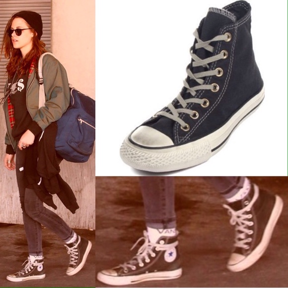 black converse faded