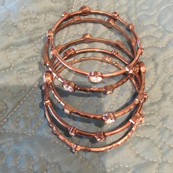 Rose gold Bangles with rhinestones