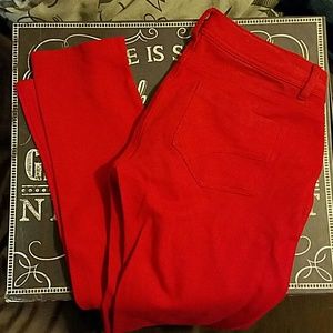 Red skinny jeggings