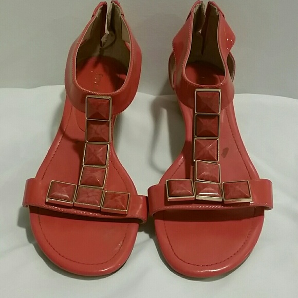 Gladiator style wedge. Coral colored