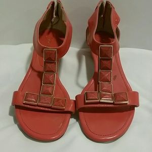 Gladiator style wedge. Coral colored
