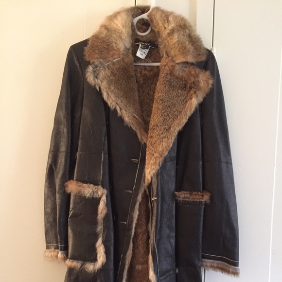 dkny shearling coat
