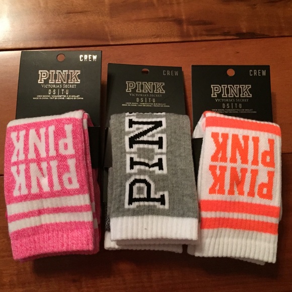 Victoria's Secret PINK 6 pairs of crew socks NWT