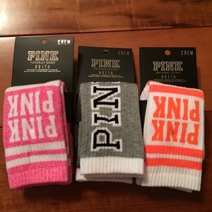 Victoria's Secret PINK 6 pairs of crew socks NWT