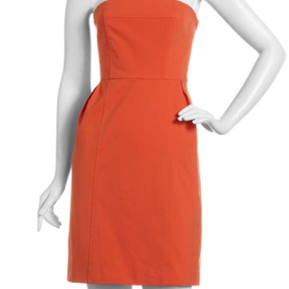 Theory 4 Deliza Orange stretchy strapless sundress