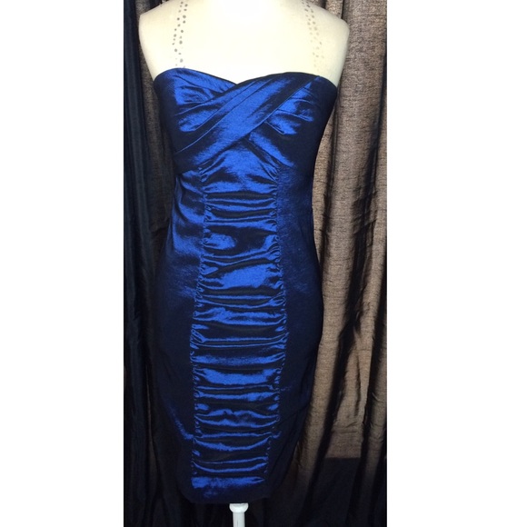 Strapless Navy Dress with ruching detail