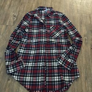 Plaid long shirt-shirt dress