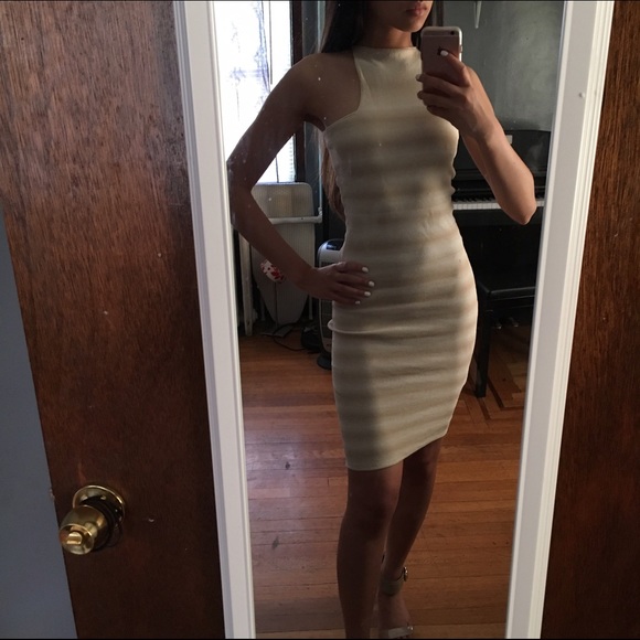Nude 2 colored body-con dress