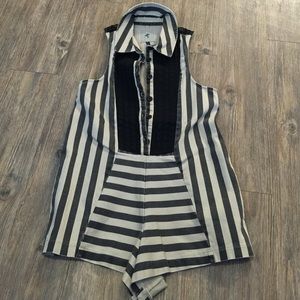 One teaspoon short striped romper- denim