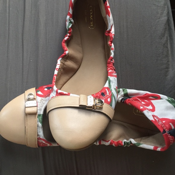 Nude & printed cap-toe Coach ballet flats